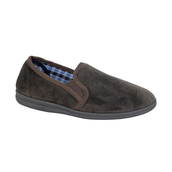 Sleepers MS337B Wilson Mens Brown Plush Velour Slippers-elevate your sole