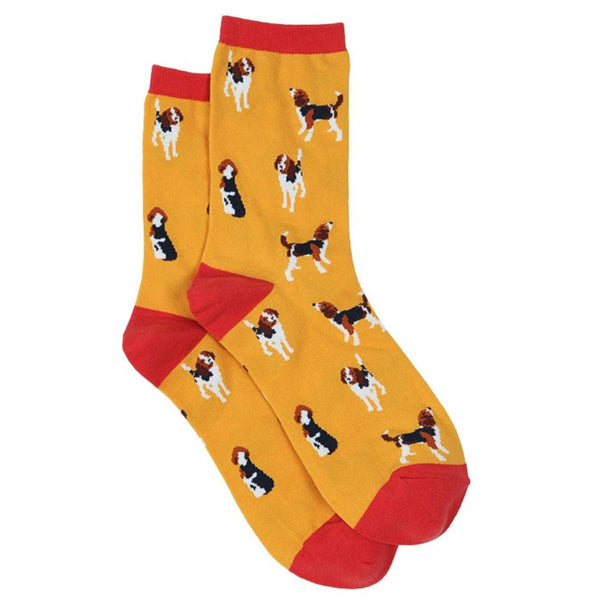 Sock Talk Mustard Bamboo Beagle Dog Socks-elevate your sole