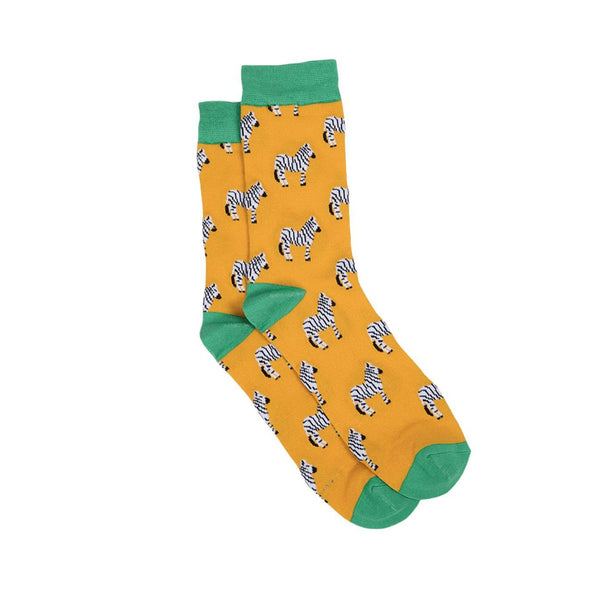 Sock Talk Yellow Bamboo Zebra Print Socks-elevate your sole