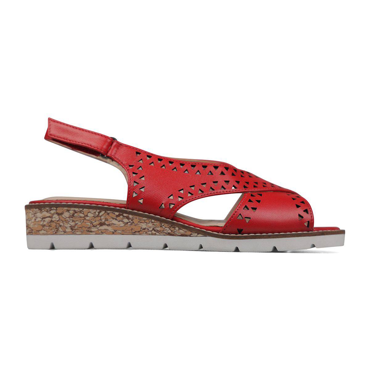 Van Dal Elan 2 3551 ladies 5101 Red Perforated Open Toe Slingback Wedge Sandals-elevate your sole