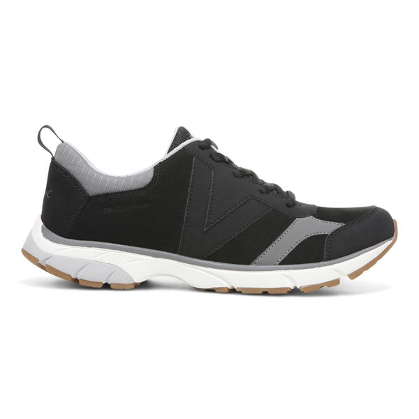 Vionic Zanny Ladies Black & Charcoal Leather & Textile Lace Up Trainers-elevate your sole