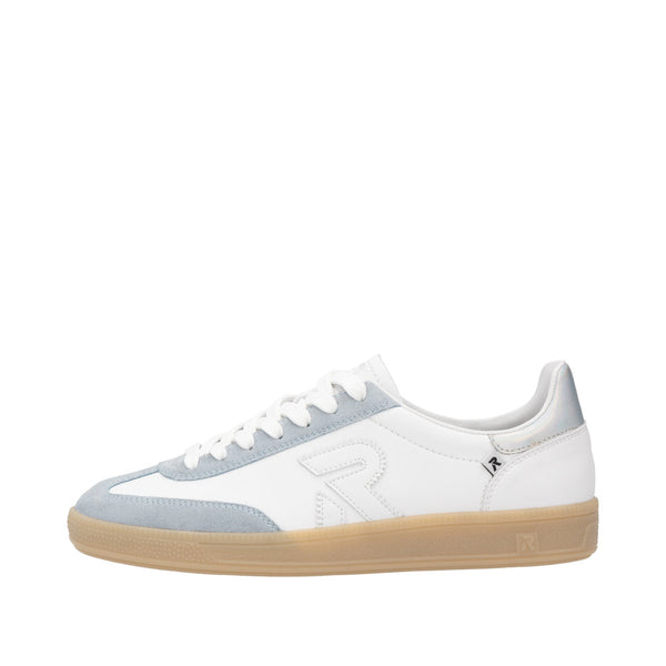 Rieker W2200-84 Ladies Wide White/Grey Suede Lace Up Trainers