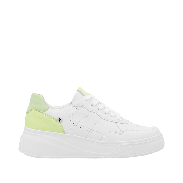 Rieker W2300-80 Ladies White/Green Leather Lace Up Trainers