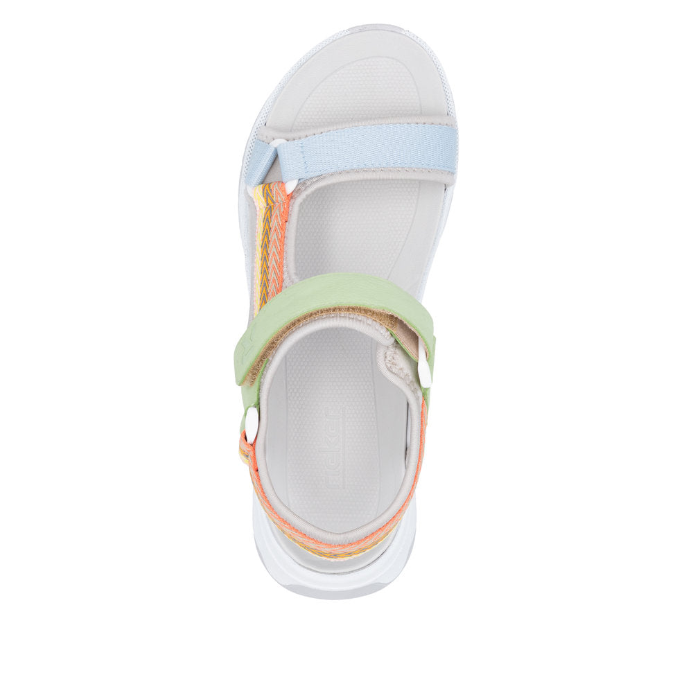 Rieker W3151-90 Ladies Multi Textile Touch Fastening Sandals