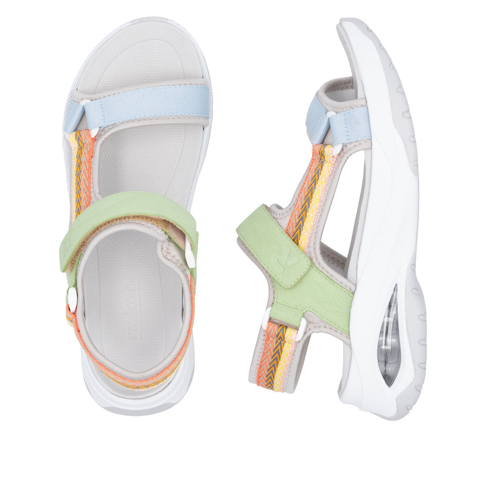 Rieker W3151-90 Ladies Multi Textile Touch Fastening Sandals