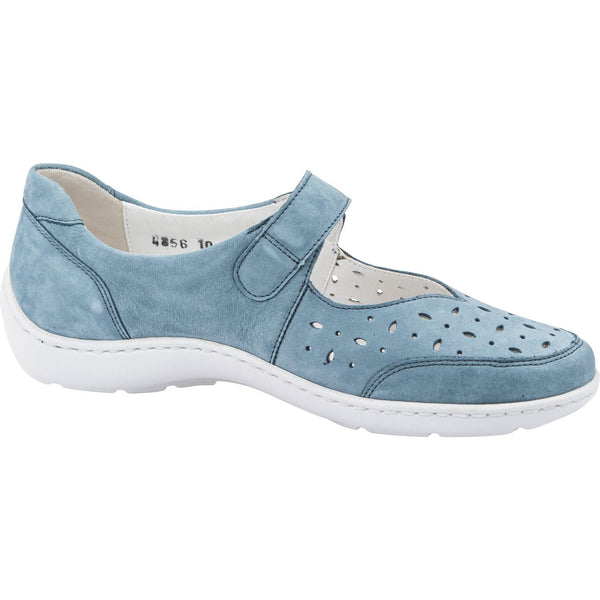 Waldlaufer 496325 191 263 Henni Ladies Denim Blue Leather Touch Fastening Shoes-elevate your sole