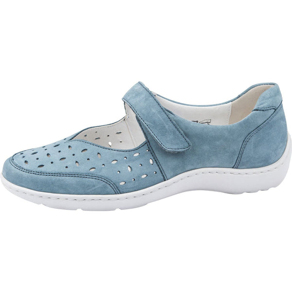 Waldlaufer 496325 191 263 Henni Ladies Denim Blue Leather Touch Fastening Shoes-elevate your sole