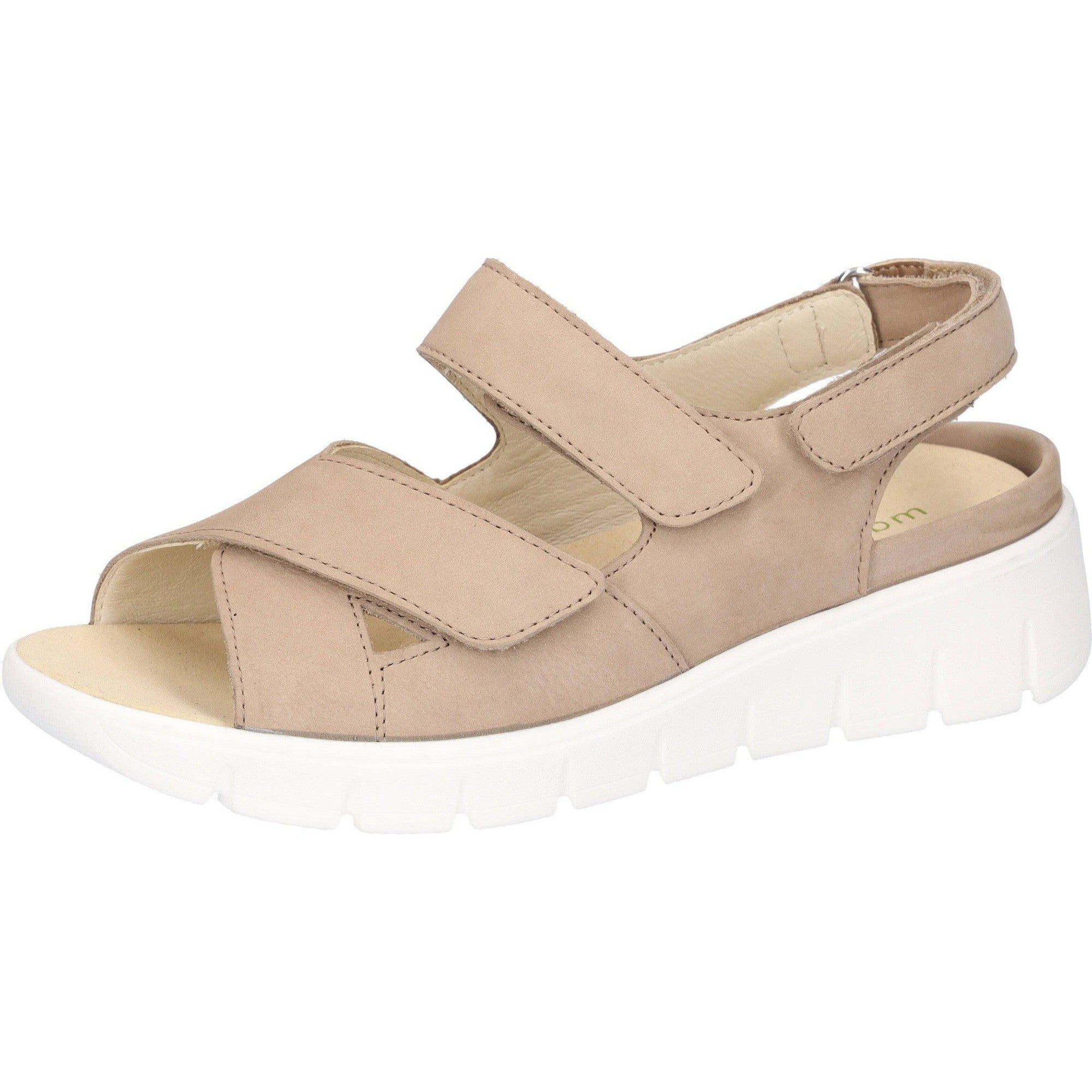 Waldlaufer 658001 191 094 K-Adea Ladies Beige Nubuck Arch Support Touch Fastening Sandals-elevate your sole