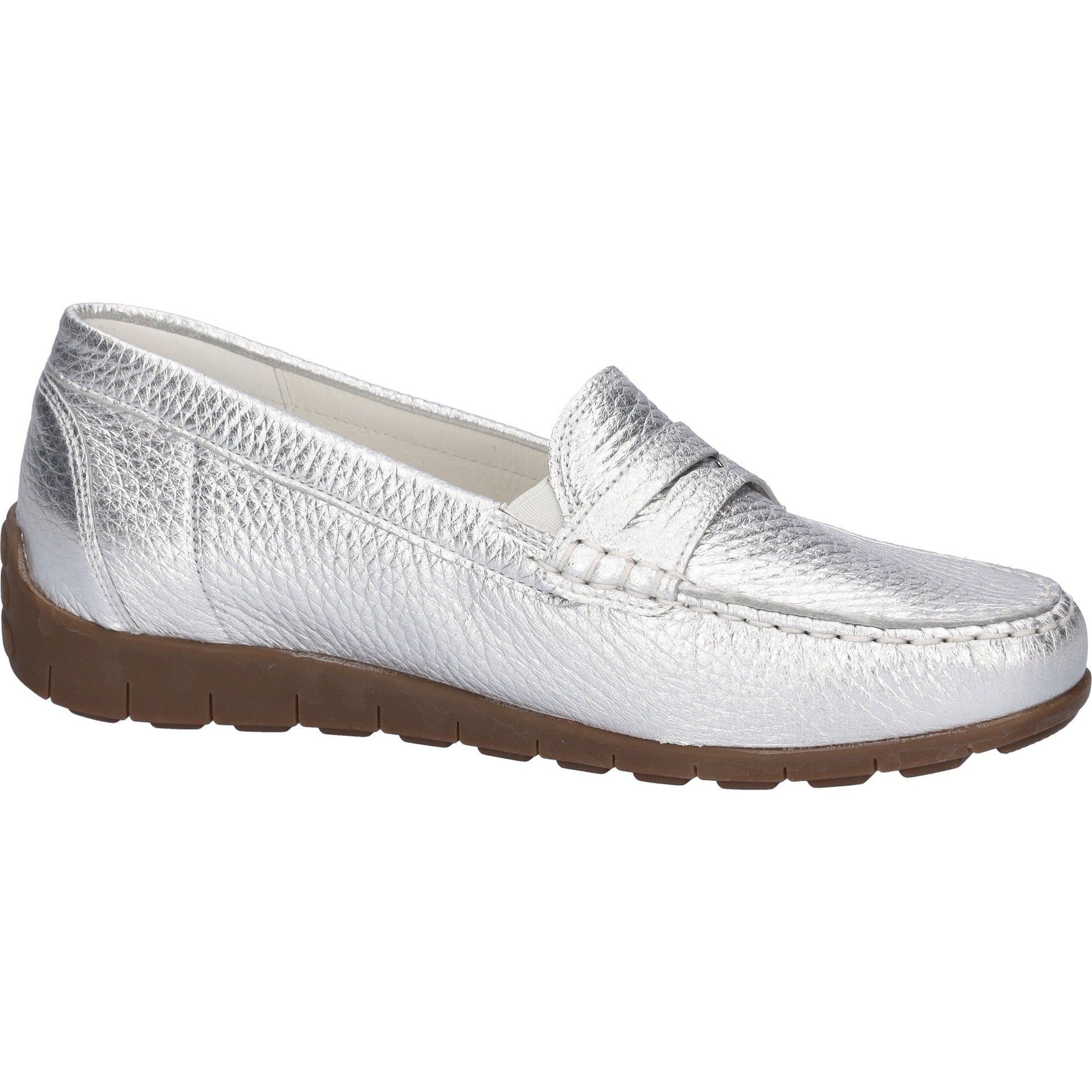 Waldlaufer 785502 199 211 H-Lucy Ladies Silver Leather Arch Support Slip On Loafers-elevate your sole