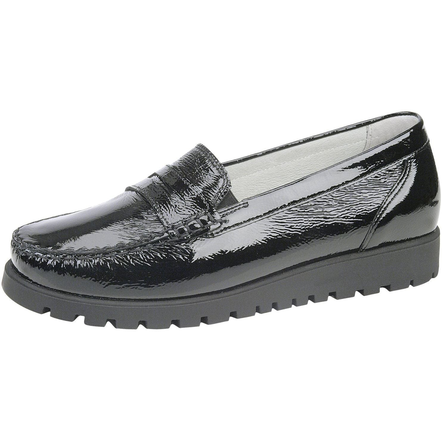 Waldlaufer 926504 143 001 Habea Ladies Black Patent Leather Loafers - elevate your sole