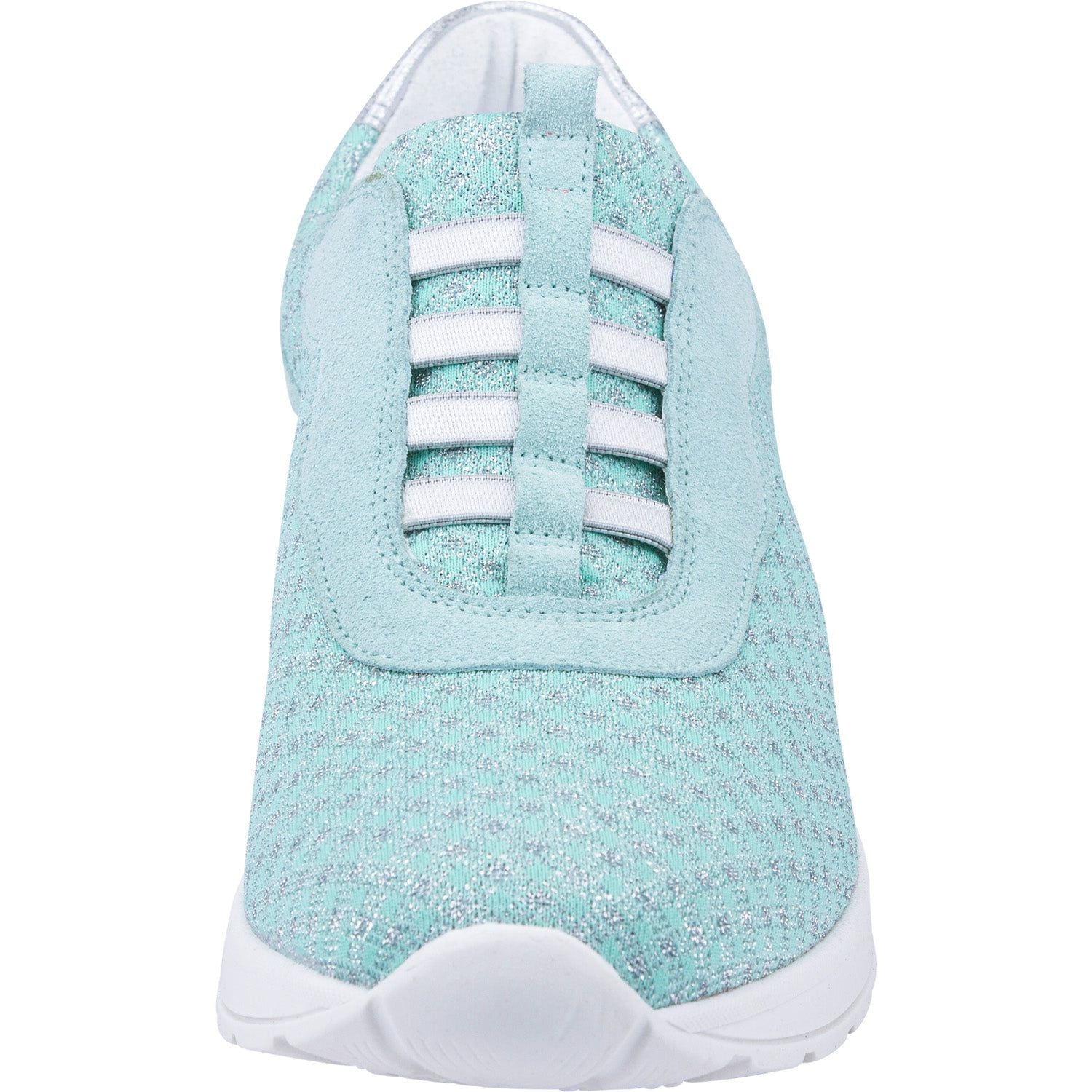 Waldlaufer 939H51 321 252 H-Clara Ladies Mint And Silver Leather & Textile Elasticated Trainers-elevate your sole