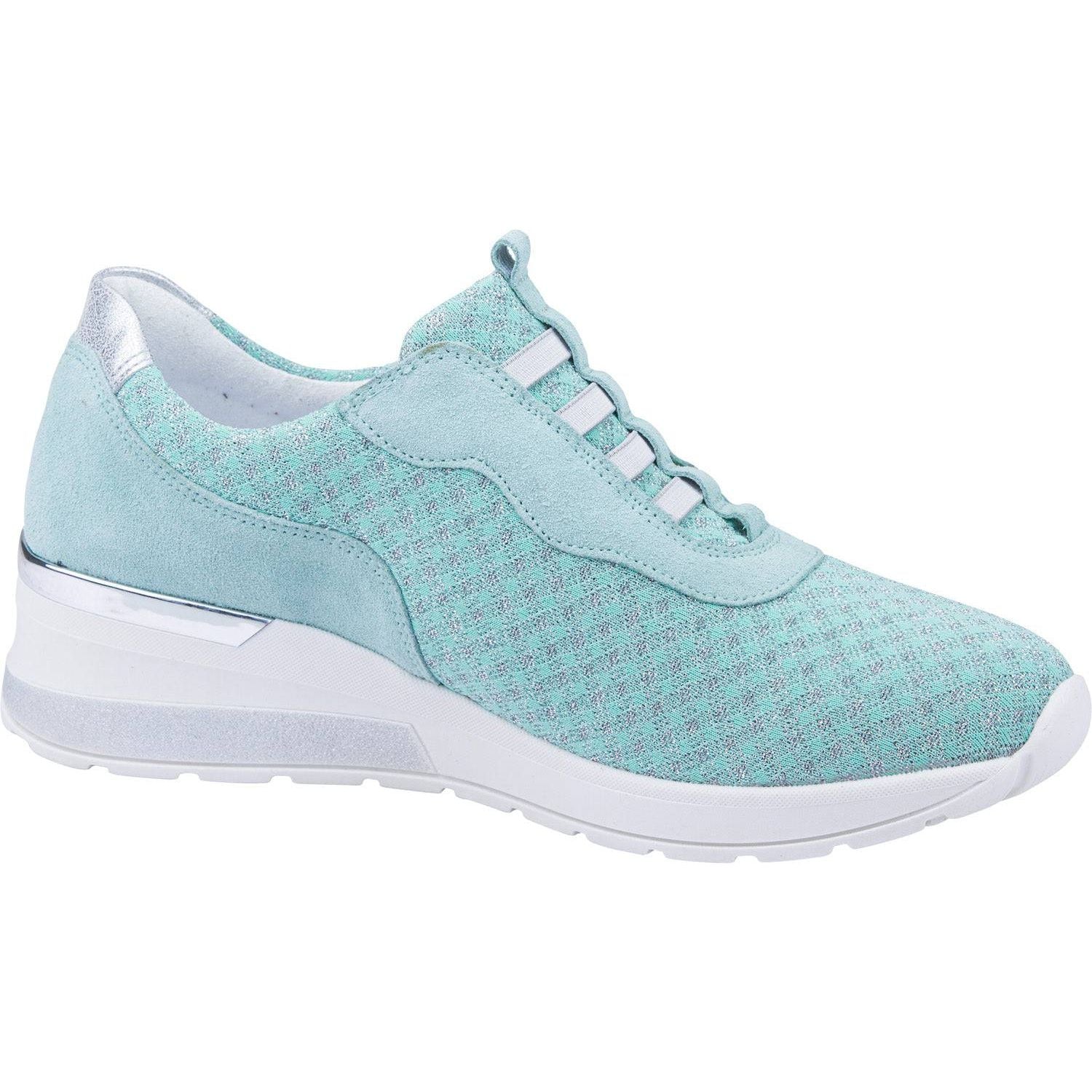 Waldlaufer 939H51 321 252 H-Clara Ladies Mint And Silver Leather & Textile Elasticated Trainers-elevate your sole