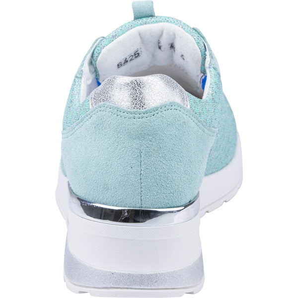 Waldlaufer 939H51 321 252 H-Clara Ladies Mint And Silver Leather & Textile Elasticated Trainers-elevate your sole