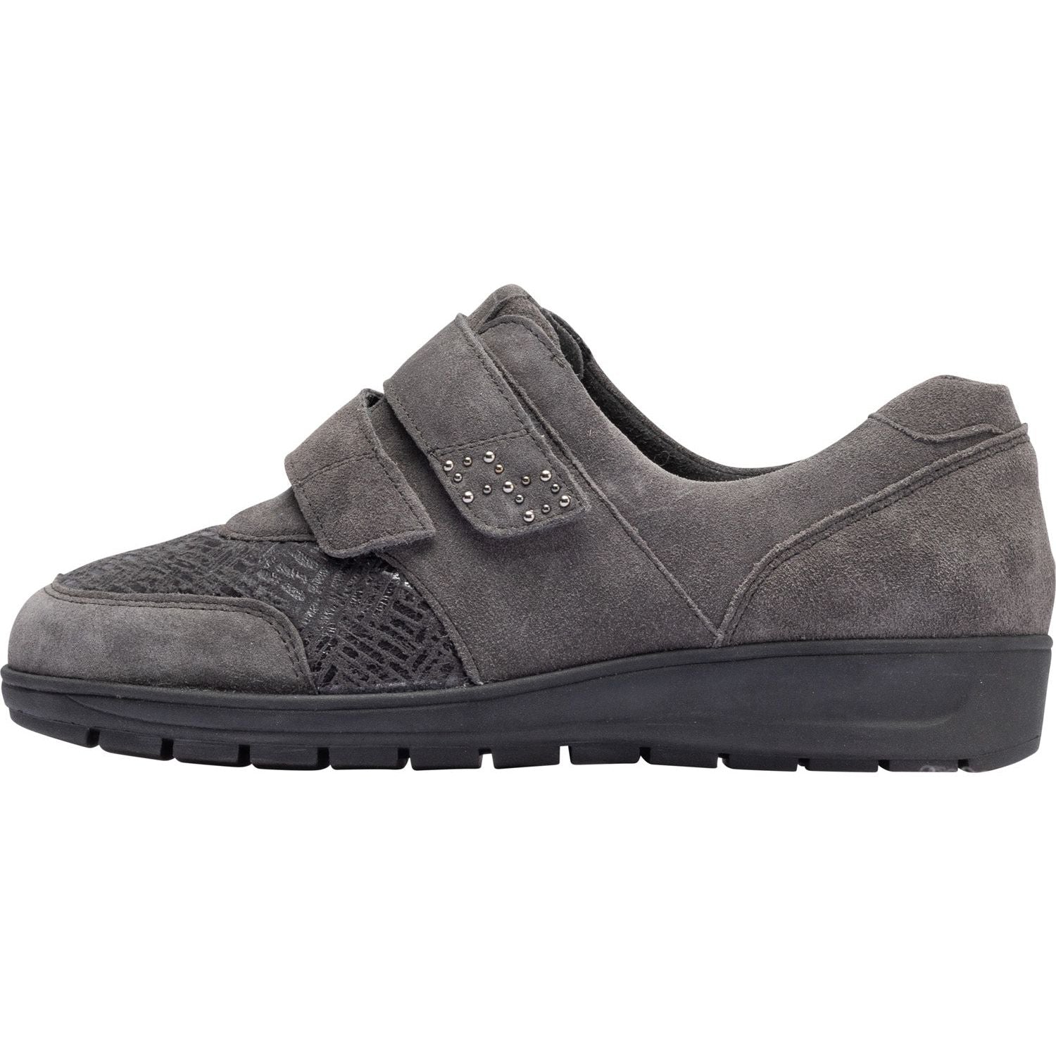 Waldlaufer M12302 406 052 Mimi-S Ladies Grey Suede Touch Fastening Shoes-elevate your sole