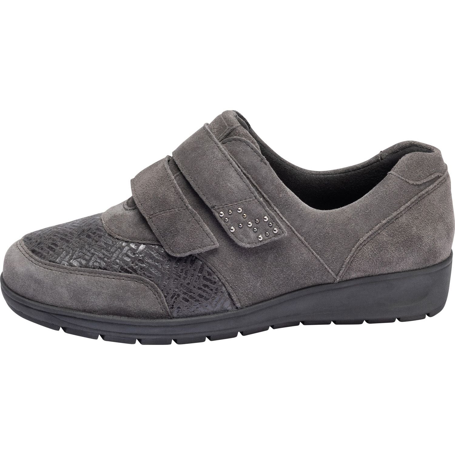 Waldlaufer M12302 406 052 Mimi-S Ladies Grey Suede Touch Fastening Shoes-elevate your sole