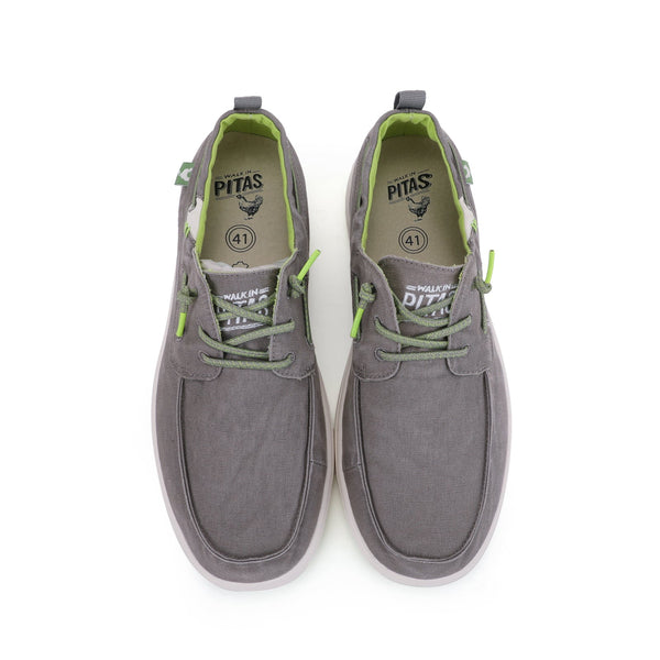 Walk In Pitas Maui Mens Grey Textile Elasticated Shoes-elevate your sole