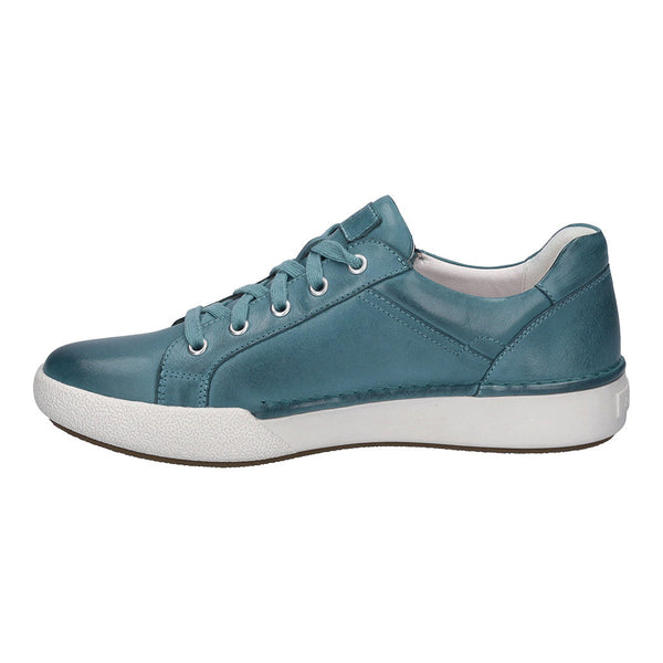 Josef Seibel Claire 03 Ladies Azur Blue Leather Arch Support Zip And Lace Up Trainers