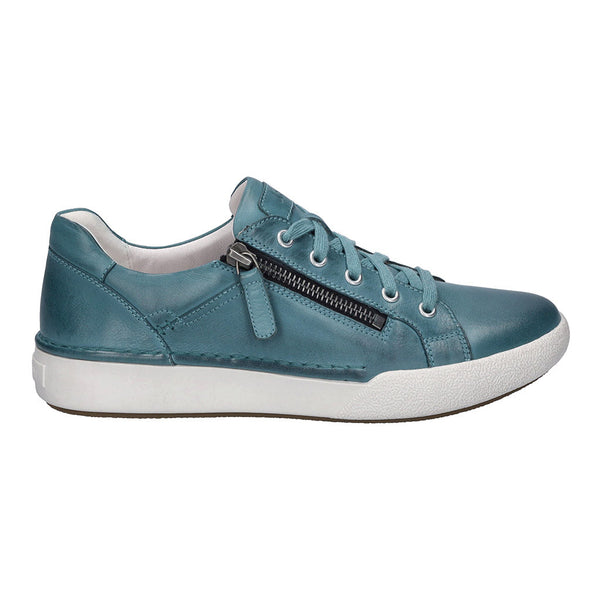 Josef Seibel Claire 03 Ladies Azur Blue Leather Arch Support Zip And Lace Up Trainers