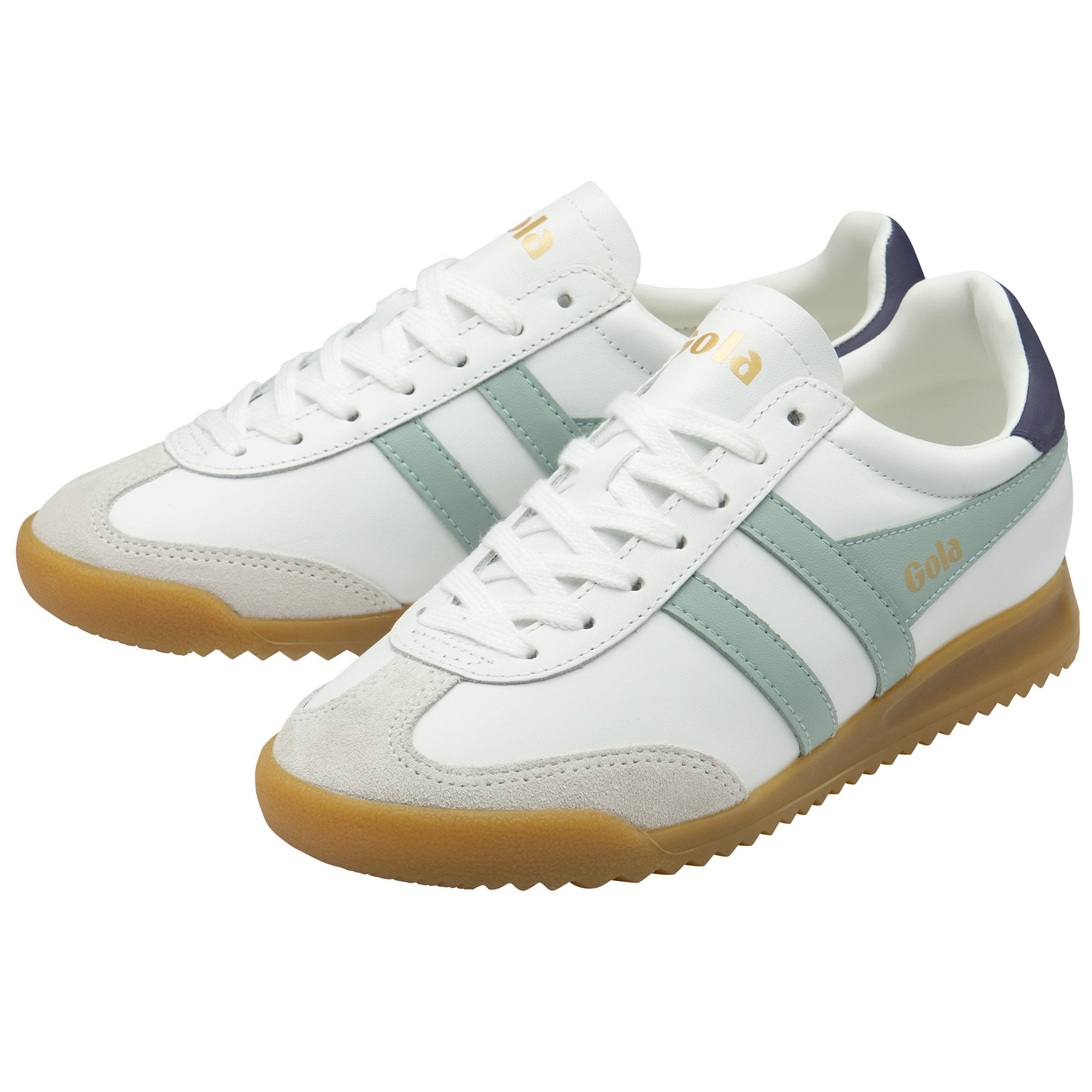 Gola Torpedo Leather Ladies White/Surf/Plum Leather Lace Up Trainers