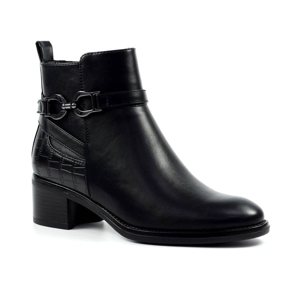 Lunar GLC006 Solana Ladies Black Side Zip Ankle Boots