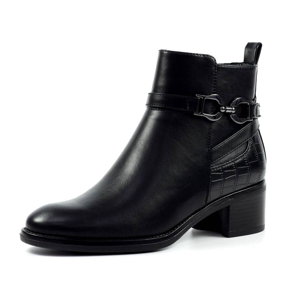 Lunar GLC006 Solana Ladies Black Side Zip Ankle Boots