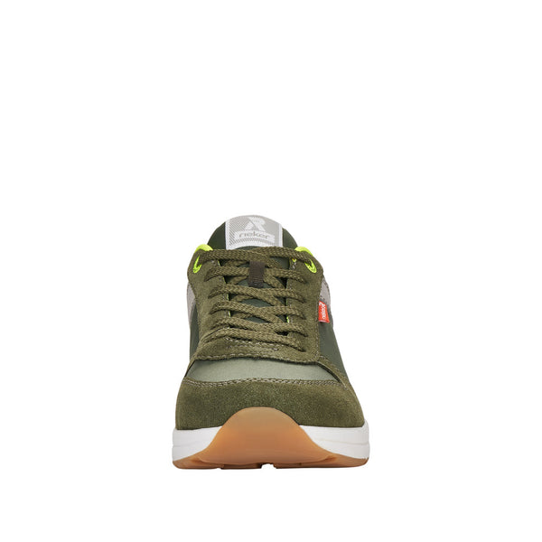 Rieker 07002-54 Mens Olive Green Textile Lace Up Trainers