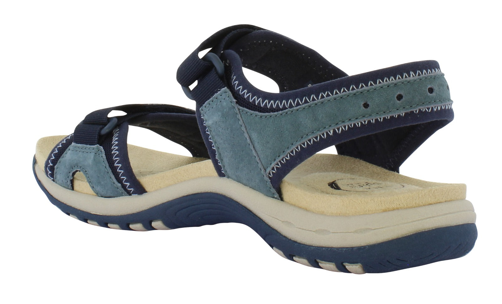 Free Spirit Frisco Ladies Navy Suede & Textile Touch Fastening Sandals