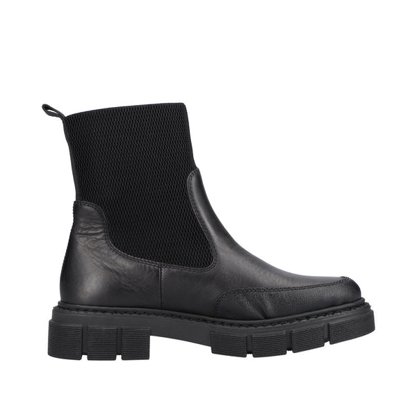 Rieker M3872-00 Ladies Black Pull On Ankle Boots