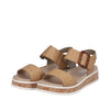 Rieker W0800-60 Ladies Tan Leather Touch Fastening Sandals
